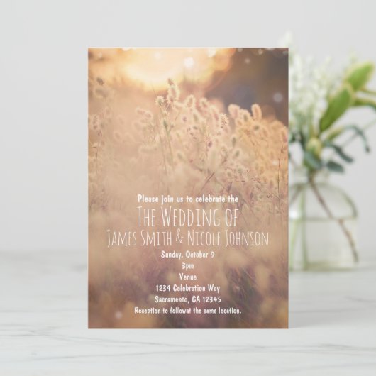 Blume Field Rustic Country Hochzeitseinladungen Einladung (Stehend Vorderseite)