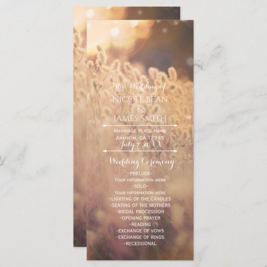 Blume Field Rustic Country Wedding Programm Rack (Vorne/Hinten)