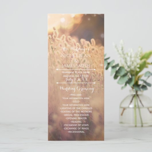 Blume Field Rustic Country Wedding Programm Rack (Stehend Vorderseite)