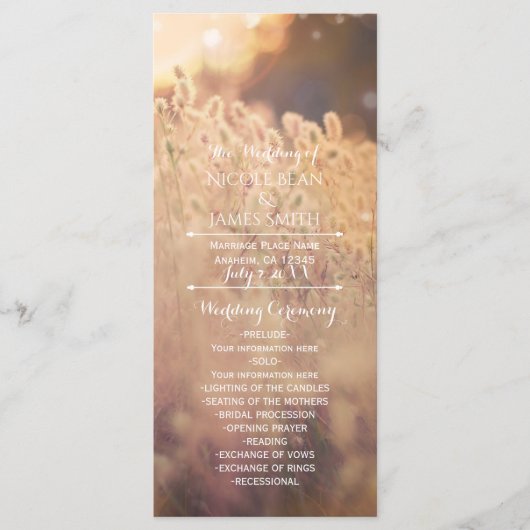Blume Field Rustic Country Wedding Programm Rack (Vorderseite)