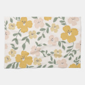 Blume Fields floral - fröhliches Gelb & Rosa Geschirrtuch (Horizontal)