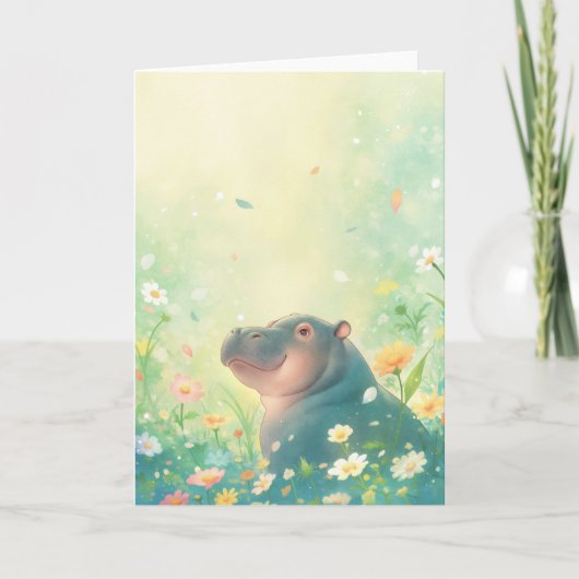 Blume Fields und Happy Hippo Karte (Vorderseite)