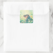 Blume Fields und Happy Hippo Quadratischer Aufkleber (Tasche)