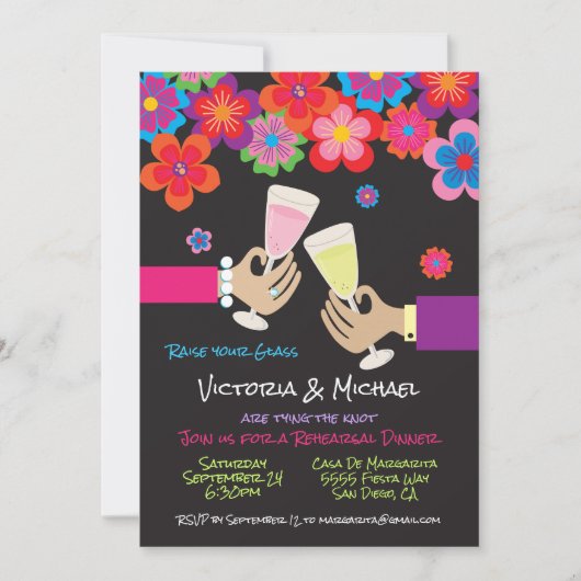 Blume Fiesta Toast Probe Abendessen Einladung (Vorderseite)