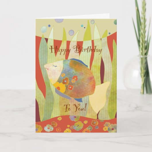 Blume Fish Happy Birthday Card Karte (Vorderseite)