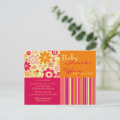 Blume Fizz Pink & Orange ・ Kinderdusche Einladung (Stehend Vorderseite)