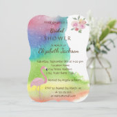 Blume Flamingo Brautparty Einladung (Stehend Vorderseite)