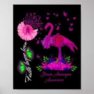 Blume Flamingo Hope Burgundy Ribbon Brain Aneurys Poster