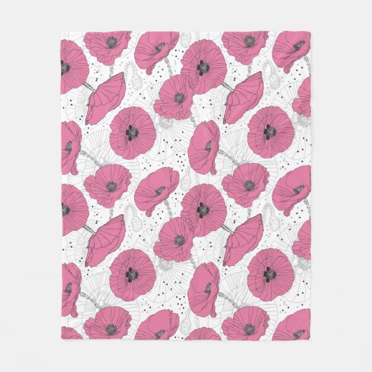 Blume-Fleecedecke aus Mohn Fleecedecke (Vorderseite)