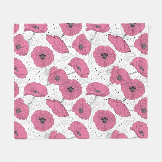 Blume-Fleecedecke aus Mohn Fleecedecke (Vorderseite (Horizontal))