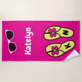 Blume Flip Flops Personalisiert Strandtuch (Vorderseite)