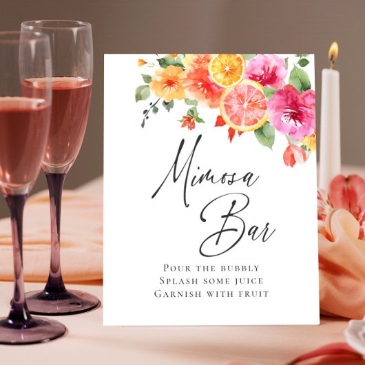Blume Floral Citrus Bridal Mimosa Bar Poster