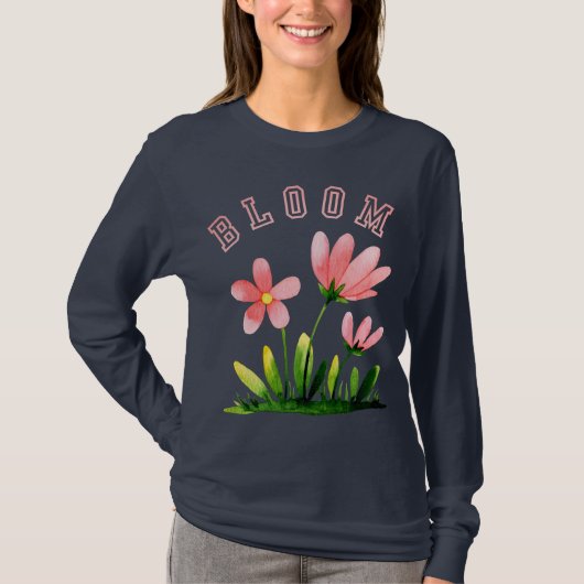 Blume Floral Langarm T-Shirt (Vorderseite)