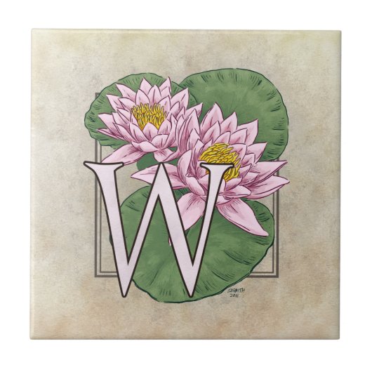 Blume Floral Monogram Art Fliese (Vorderseite)