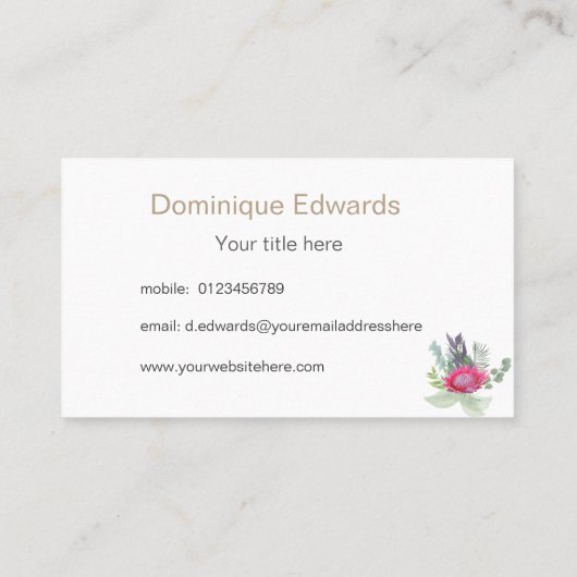 Blume Floral Rustikal Visitenkarte (Rückseite)