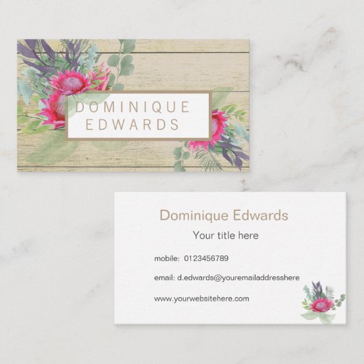 Blume Floral Rustikal Visitenkarte (Vorne/Hinten)