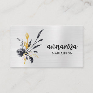 *~* Blume Floral Silver LOGO FOTO Gold QR Visitenkarte