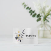 *~* Blume Floral Silver LOGO QR Gold FOTO Visitenkarte (Stehend Vorderseite)
