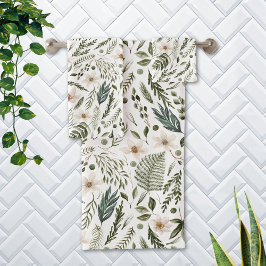 Blume Foliage Wasserfarbe Nahtlose Blumenmuster Badhandtuch Set