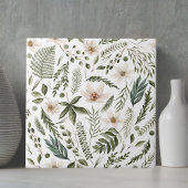 Blume Foliage Wasserfarbe Nahtlose Blumenmuster Fliese