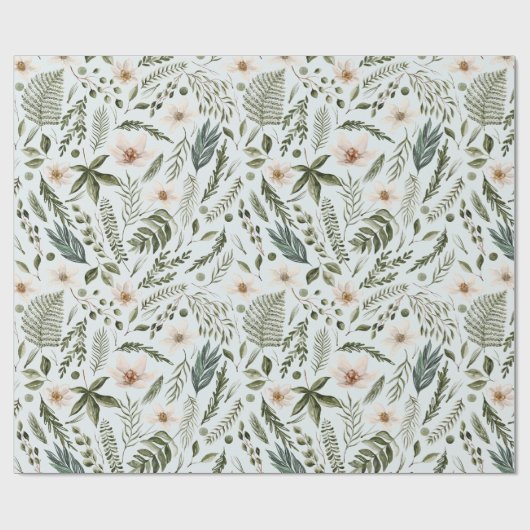 Blume Foliage Wasserfarbe Nahtlose Blumenmuster Geschenkpapier (Flach)