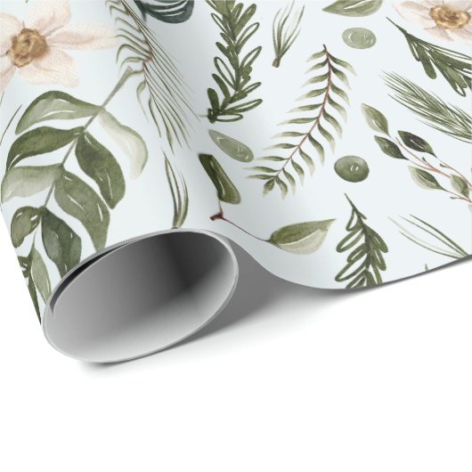 Blume Foliage Wasserfarbe Nahtlose Blumenmuster Geschenkpapier (Rolleneckpunkt)