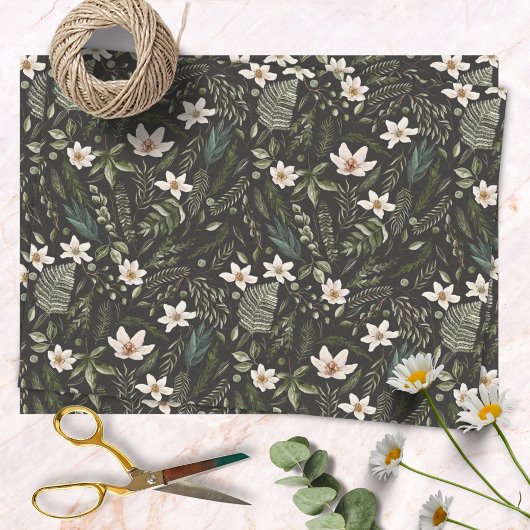 Blume Foliage Wasserfarbe Nahtlose Blumenmuster Seidenpapier