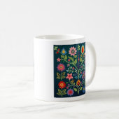 Blume Folk Art Motif Kaffeetasse (VorderseiteRechts)