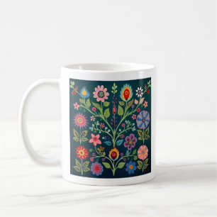 Blume Folk Art Motif Kaffeetasse
