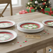 Blume-Form auf dunkelrot mit Border & Blätter Pappteller