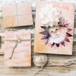 Blume Form Custom Foto Pastell Wasserfarbe Geschenkpapier Set