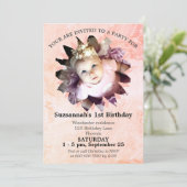 Blume Form Foto Pastellfarbenvorlage Einladung (Stehend Vorderseite)