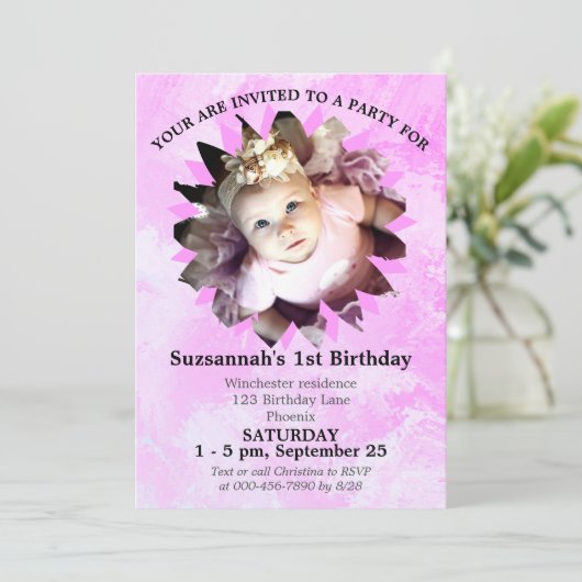 Blume Form Foto Rosa Farbe Vorlage (Stehend Vorderseite)