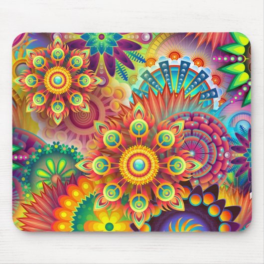 Blume Formen Muster in mehreren Farben Mousepad (Vorne)