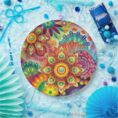 Blume Formen Muster in mehreren Farben Pappteller (Party)