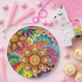 Blume Formen Muster in mehreren Farben Pappteller (Party)