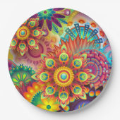 Blume Formen Muster in mehreren Farben Pappteller (Vorderseite)