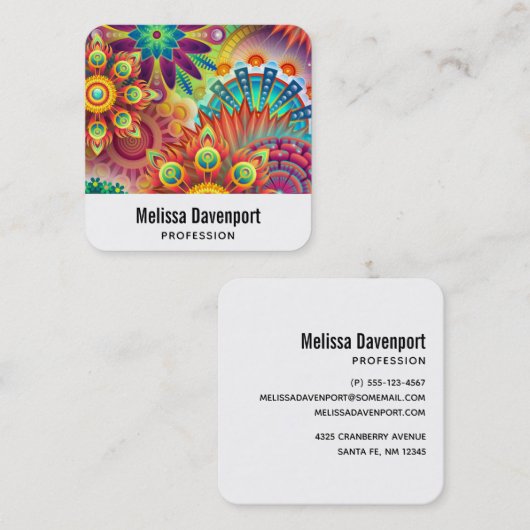 Blume Formen Muster in mehreren Farben Quadratische Visitenkarte (Vorne/Hinten)