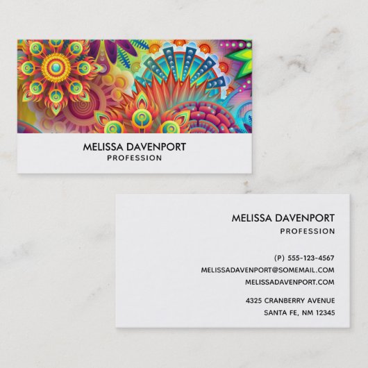 Blume Formen Muster in mehreren Farben Visitenkarte (Vorne/Hinten)