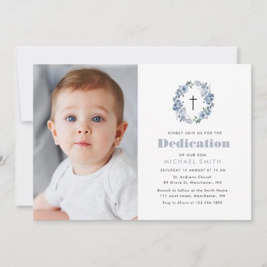 Blume Foto Dedication Einladung (Vorderseite)