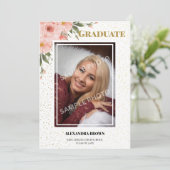 Blume-Foto-Graduierungsparty Einladung (Stehend Vorderseite)