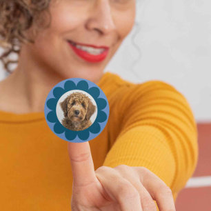 Blume Foto Rahmen Pet Dog Cat Anpassbare Farben Runder Aufkleber