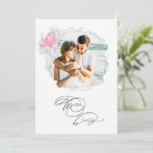 *~* Blume FOTO UAWG + QR AR6 WE Wedding Invi Einladung (Stehend Vorderseite)