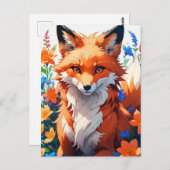 Blume Fox Art Postkarte (Vorne/Hinten)