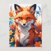 Blume Fox Art Postkarte (Vorderseite)