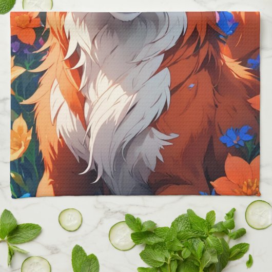 Blume Fox Geschirrtuch (Gefaltet)