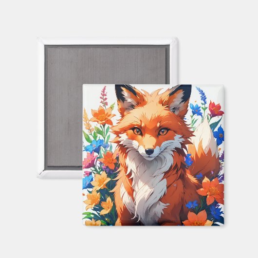 Blume Fox Magnet (Vorderseite/Rückseite)