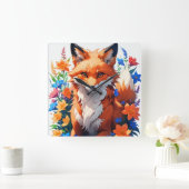 Blume Fox Quadratische Wanduhr (Zuhause)