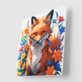 Blume Fox Quadratische Wanduhr (Winkel)