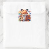 Blume Fox Quadratischer Aufkleber (Tasche)